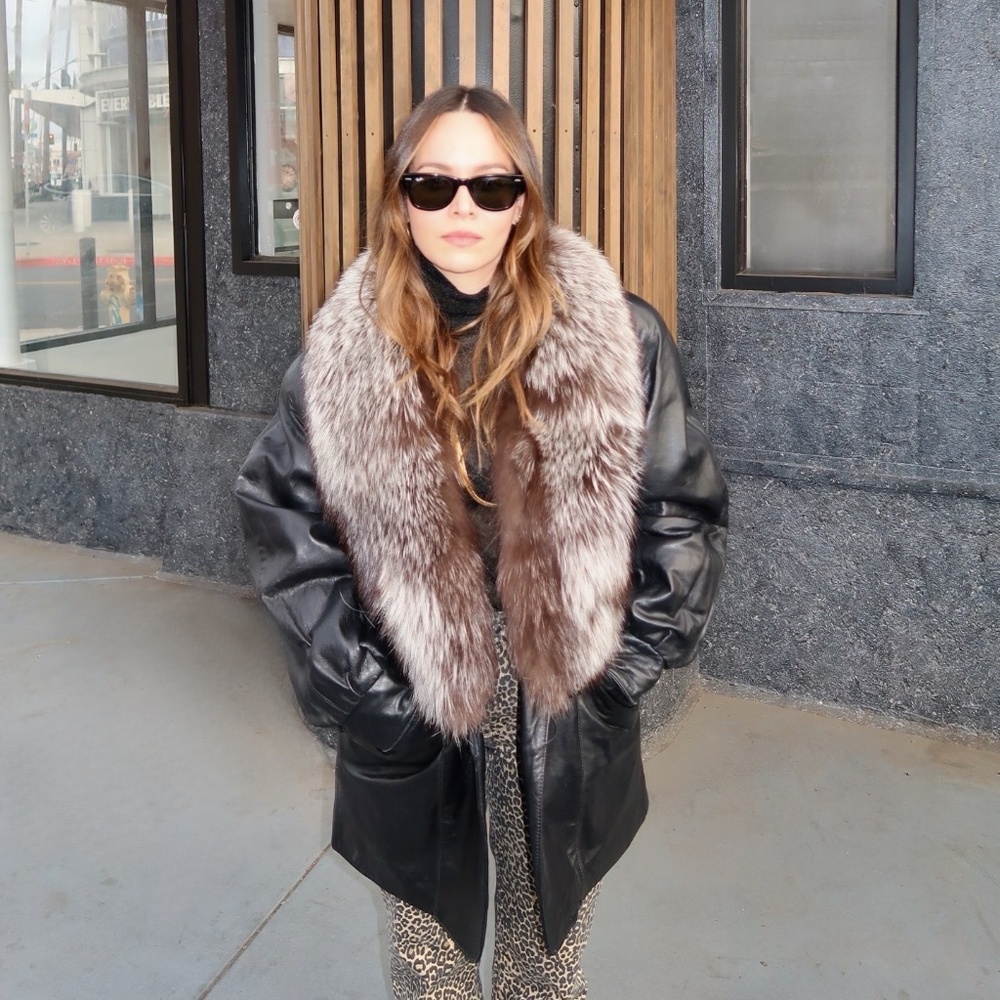 Leather and fur jacket